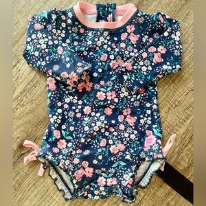 Ruffle Butts Pink and Blue Rashguard Swim